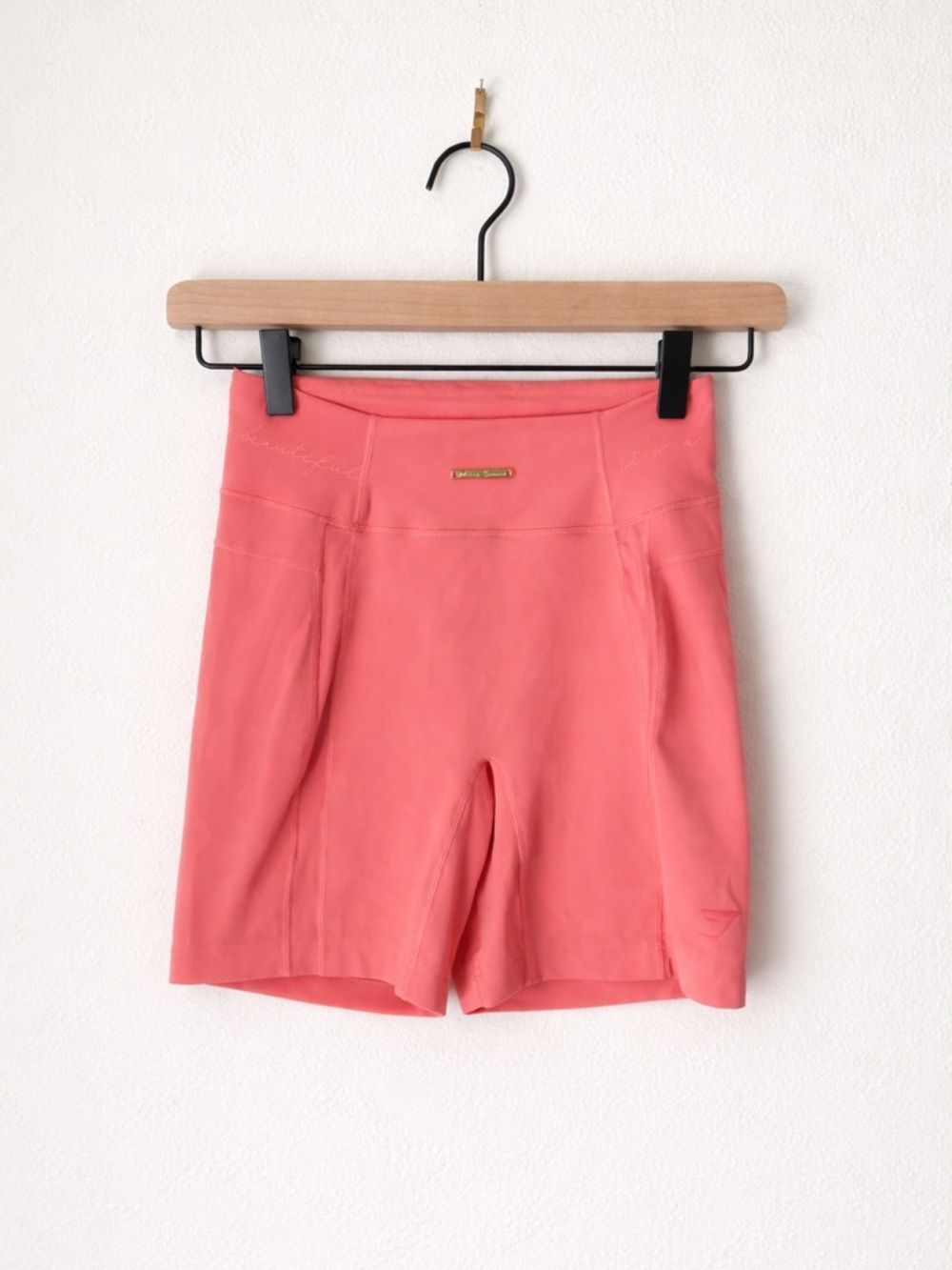 Gymshark x Whitney Simmons Scrunch Shorts Coral Pink High Waisted Seamless Small